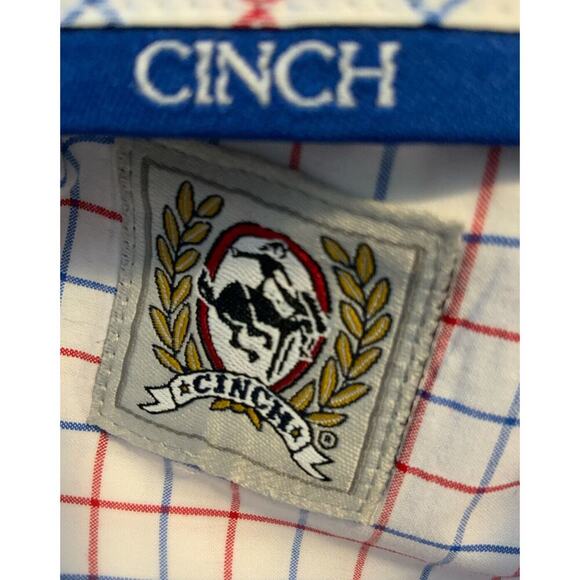Cinch Shirt Mens XL Grap Check Short Sleeve Chest Pocket Crest Logo Button Up - Picture 8 of 9